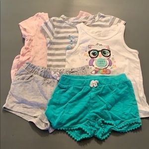 Summer Bundle 4T! 3 Tops & 2 Shorts Pink & Teal 💗